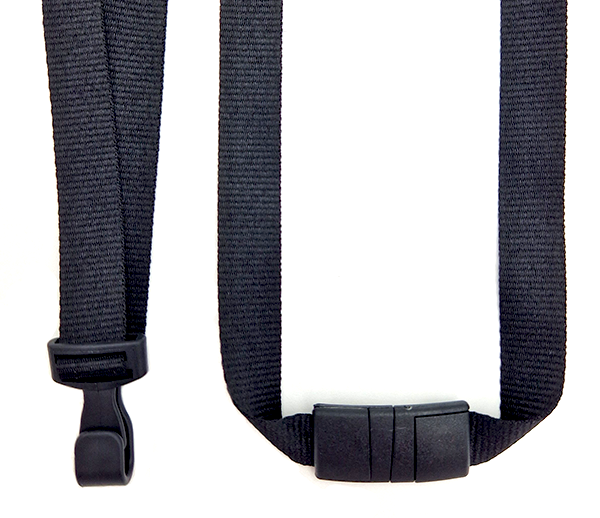 Schwarz (Black) - Plastik-Karabiner und gebogener Sicherheitsclip - 15mm