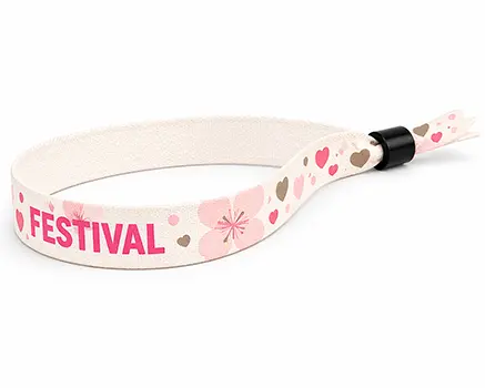 Festivalbändchen mit rosa Herzen und Blumen